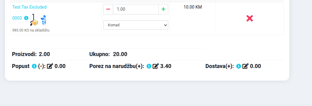 UPOS - popust, porez, dostava